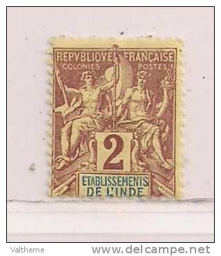 INDE   ( FRETIN - 1 )  1892  N° YVERT ET TELLIER  N° 2  N* - Unused Stamps