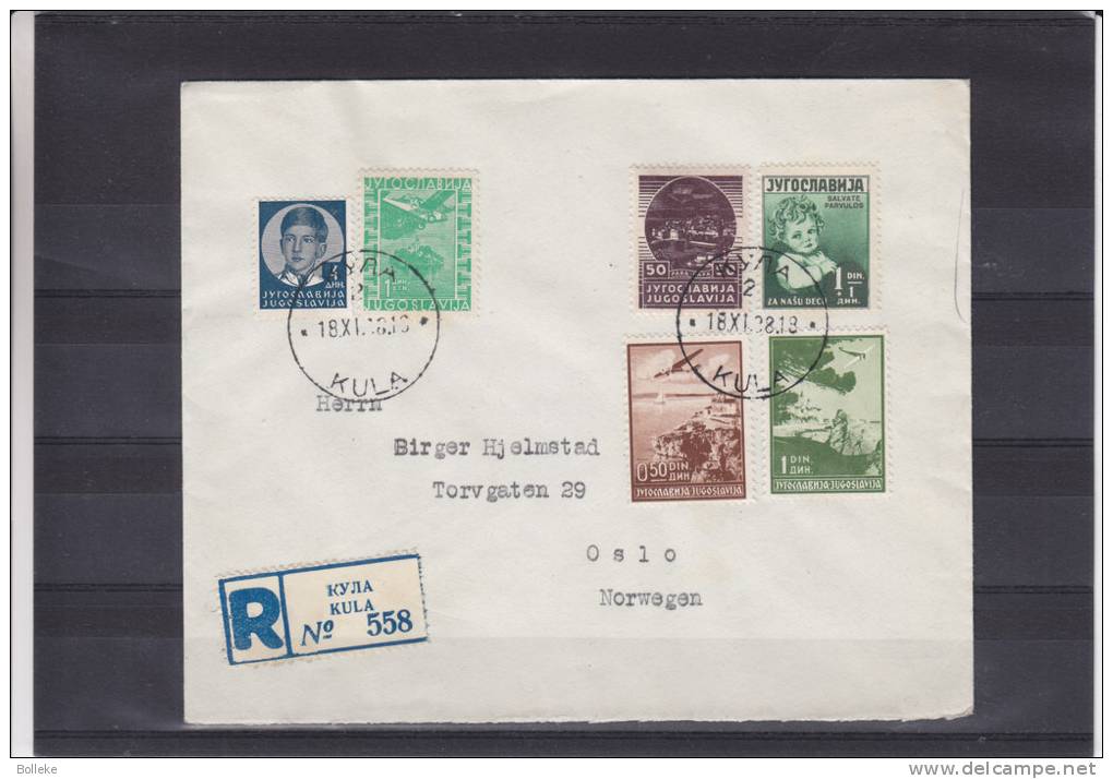 Avions - Enfants - Yougoslavie - Lettre Recommandée De 1938 ° - Expédié Vers La Norvège - Oblitération Kula - Cartas & Documentos