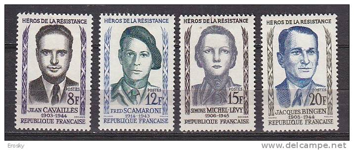 M2979 - FRANCE Yv N°1157/60 * Série Héros De La Résistance 1958 - Unused Stamps