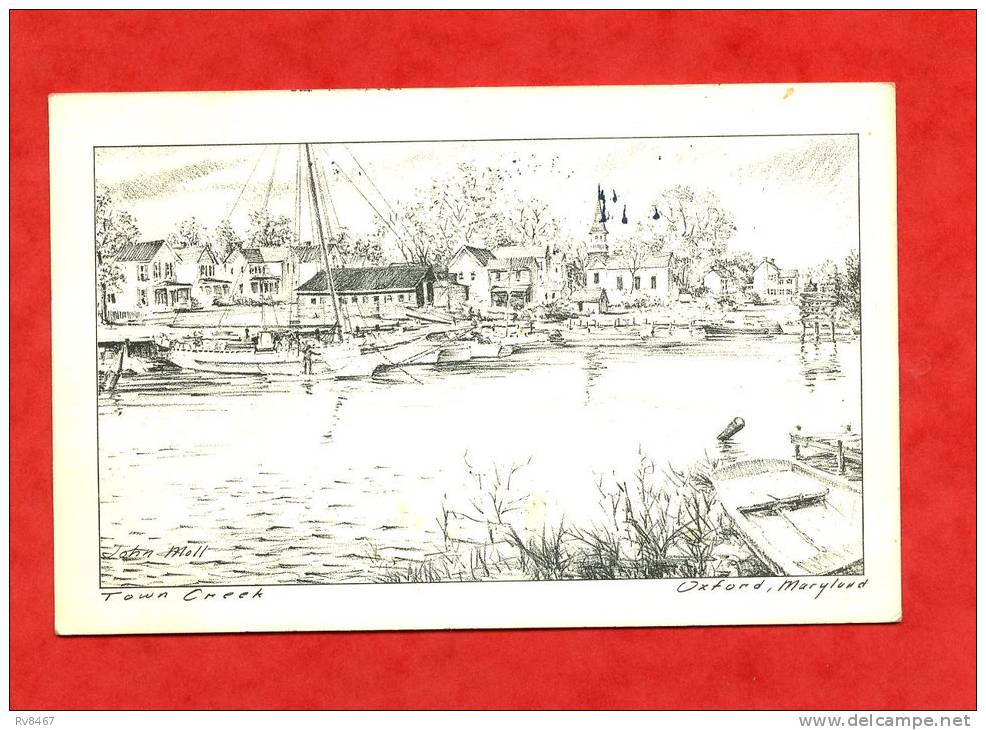 * Carte Illustrée, Signée John Moll-TOWN CREEK...OXFORD, MARYLAND(Voir Timbre AIR MAIL Et Oblitération Au Dos)-1987 - Autres & Non Classés