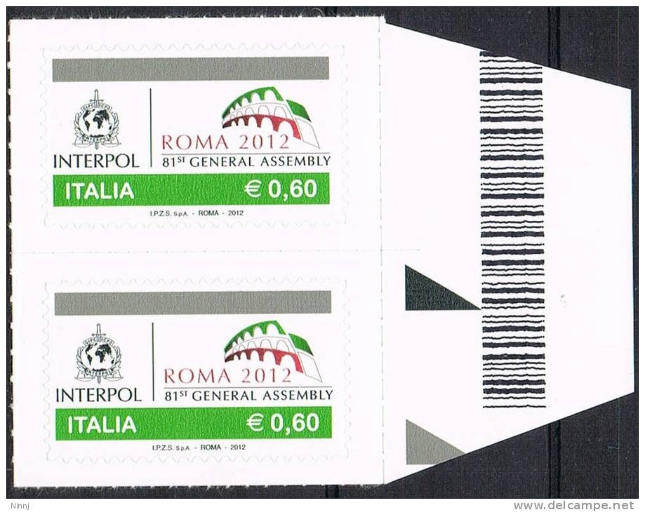 Italia 2012  €. 0,60 Interpol Roma 2012 Nuovi** Integri 2 Valori - 2011-20:  Nuevos