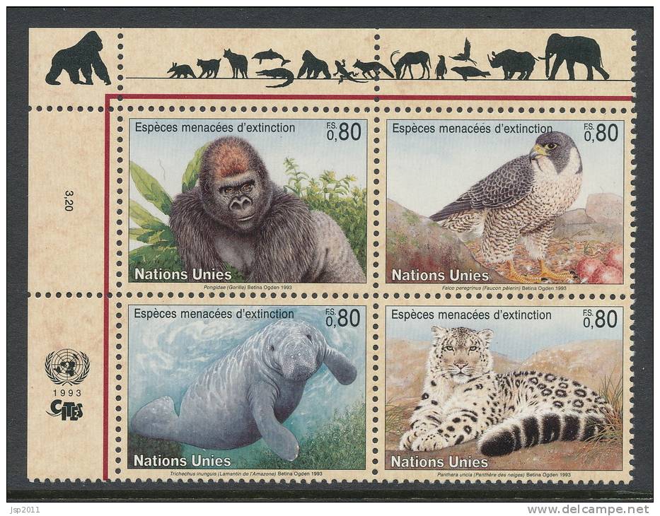 UN Geneva 1993 Michel # 227-230, Block Of 4 Stamps With Lable In Upper Left Corner , MNH - Blocks & Sheetlets