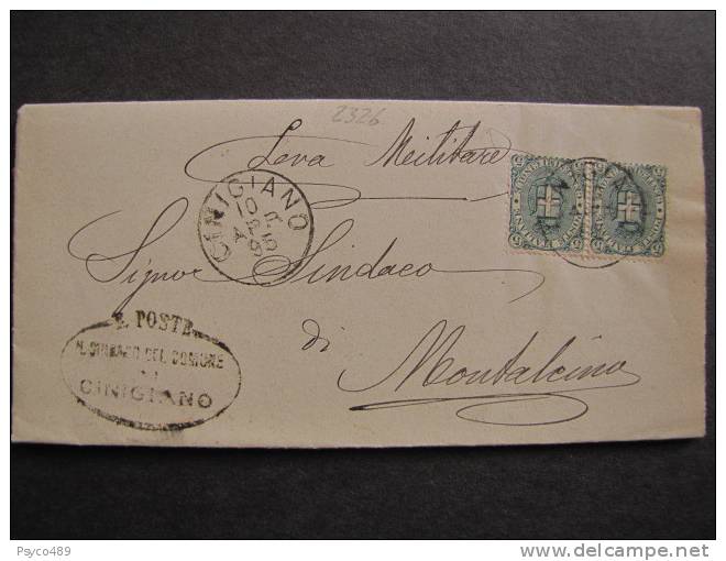 ITALIA Regno-1891-96- "Stemma" C. 5 Coppia CINIGIANO>MONTALCINO (descrizione) - Storia Postale