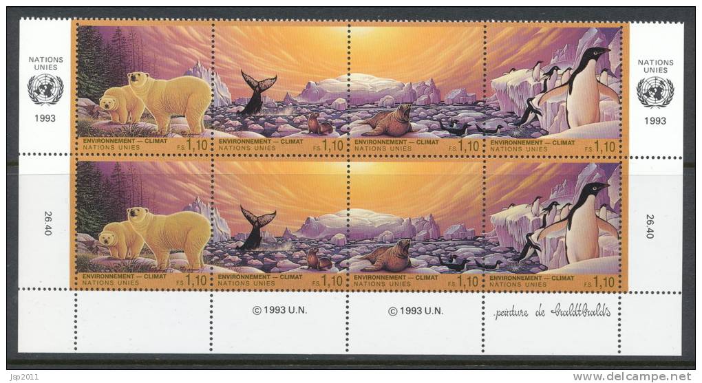 UN Geneva 1993 Michel #  239-242, Block Of 8 MNH(**) - Blocs-feuillets