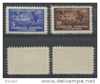 3579-ESPAÑA GUERRA CIVIL SERIE COMPLETA ANTEQUERA MALAGA ASISTENCIA SOCIAL.FALANGE ESPAÑOLA.SOBRETASAS NACIONALES . CIVI - Emisiones Nacionalistas