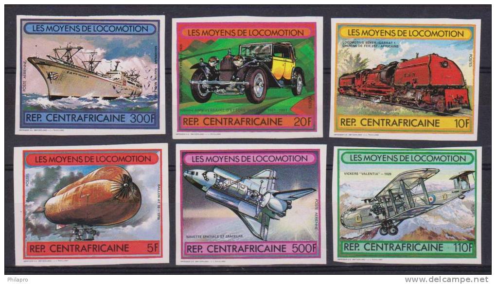 CENTRAFRICAINE   NON DENT/IMP  TRANSPORTS   YVERT N°511/4+PA258/9 **MNH Réf 2480 - Autres & Non Classés