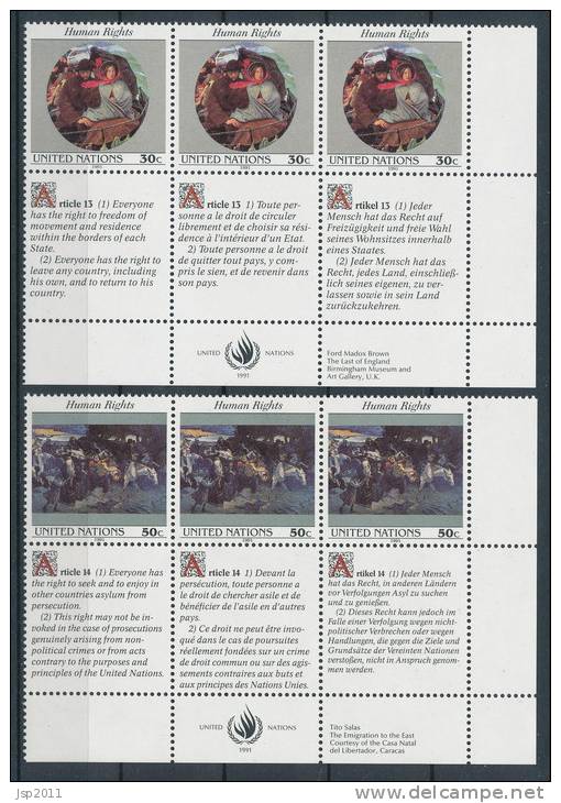 UN New York 1991 Michel 623-624, 2 Blocks Of 6, MNH** - Blocs-feuillets