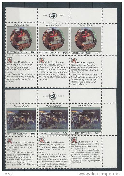 UN New York 1991 Michel 623-624, 2 Blocks Of 6, MNH** - Hojas Y Bloques