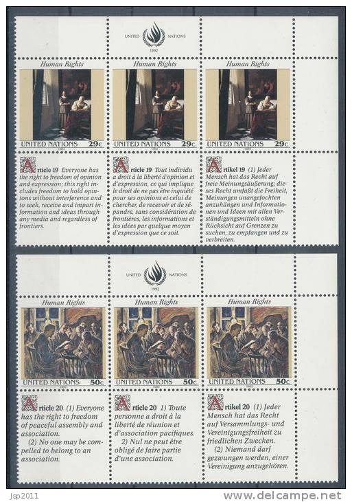 UN New York 1992 Michel 640-641, 2 Blocks Of 6, MNH** - Blocks & Sheetlets