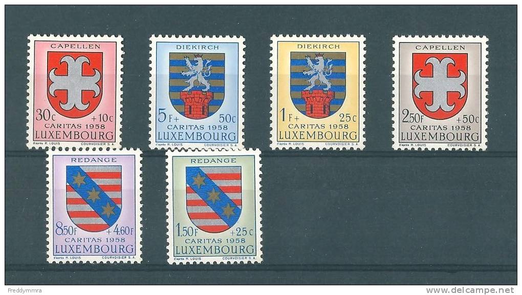 Luxembourg: 553/558  * Caritas 1958 - Neufs