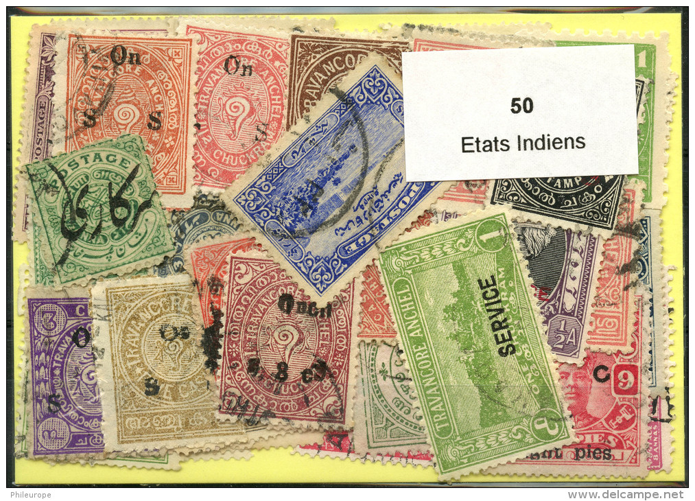 50 Timbres Etats Indiens - Collections, Lots & Series