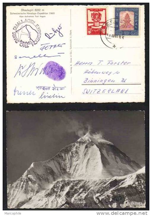 ESCALADE - ALPINISME / 1960 NEPAL HIMALAYA - DHAULAGIRI  - EXPEDITION SUISSE SUR CARTE POSTALE  (ref 3679) - Escalada