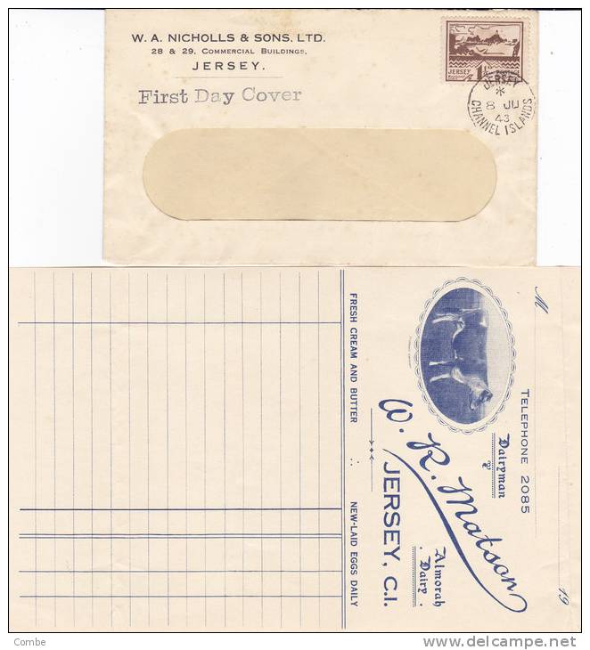 JERSEY 1943, Lettre Premier Jour + W.R. MATSON Fiche/1515 - Jersey