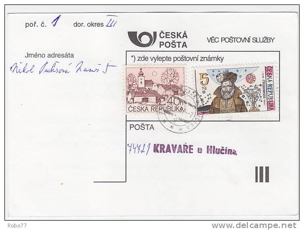 Czech Republic Postal Card, Stationery. Kravare U Hlucina 20.9.97. (F02029) - Cartes Postales