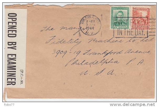 1944 New Zealand. Cover Sent To USA. Wagnanui 3. Apr. 1944. Censorship.  (H43c006) - Lettres & Documents