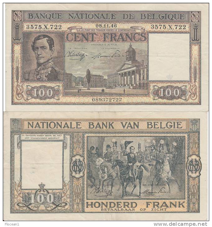 BELGIQUE - BELGIUM **** 100 FRANCS 08-11-46 **** EN ACHAT IMMEDIAT !!! - 100 Francos