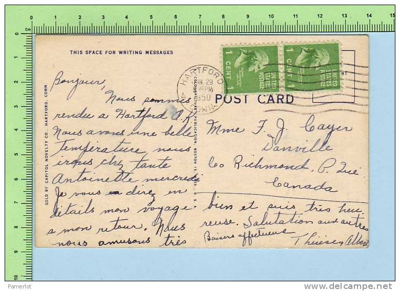 Hartford Conn USA ( Trinity College ) 2 Scan Divided Used 2 Stamps Post Card Postcard Carte Postale - Hartford
