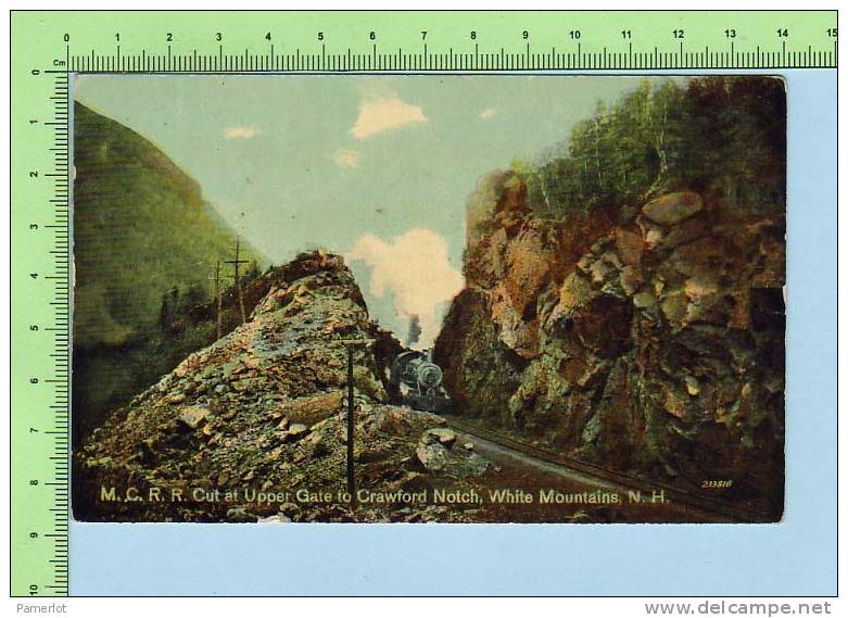 White Mountains N.H. USA (  M.C.R.R. Cut Gate To Crawford Notch Divided Unused) Post Card Postcard Carte Postale - White Mountains