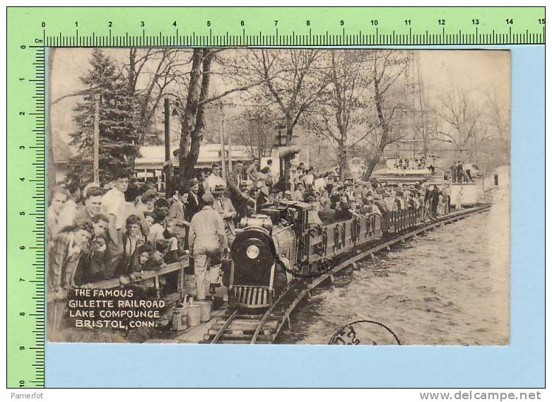 Bristol Conn USA (  Gillette Railroad Animated) 2 Scan Divided Used 1952  Post Card Postcard Carte Postale - American Roadside