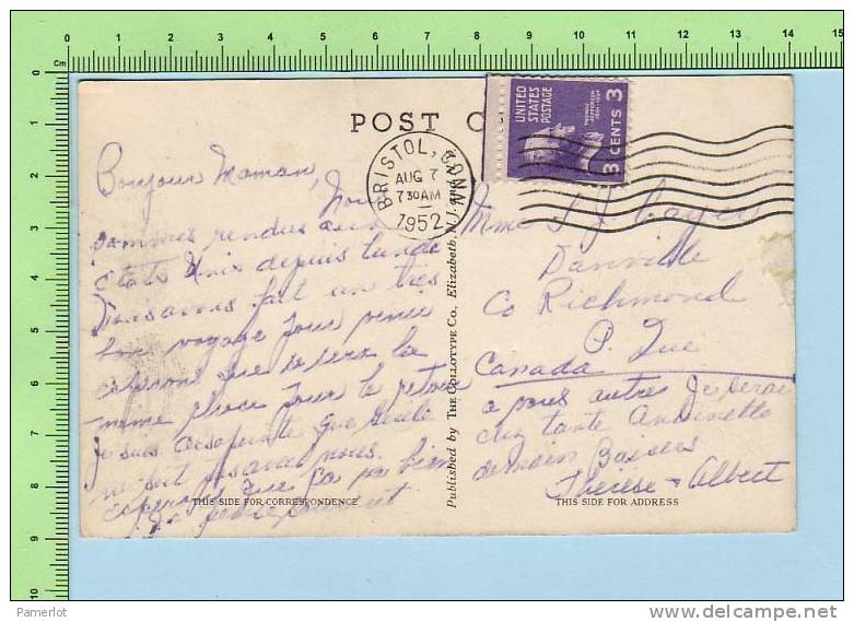 Bristol Conn USA (  Gillette Railroad Animated) 2 Scan Divided Used 1952  Post Card Postcard Carte Postale - American Roadside