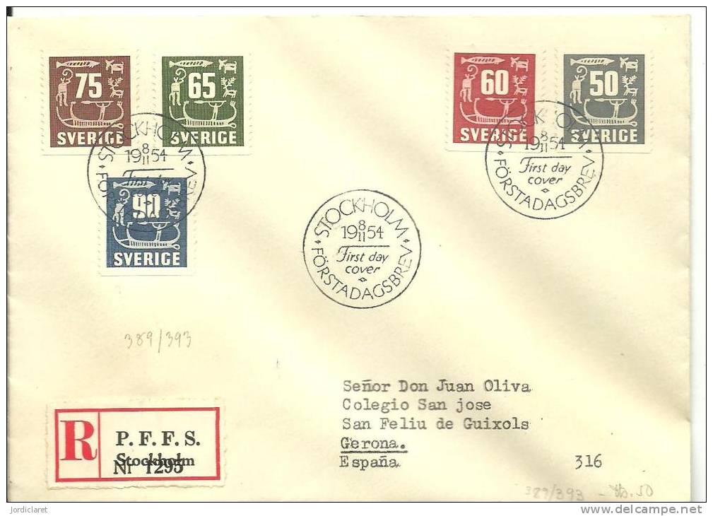 FDC 1954 SUECIA - Vor- Und Frühgeschichte