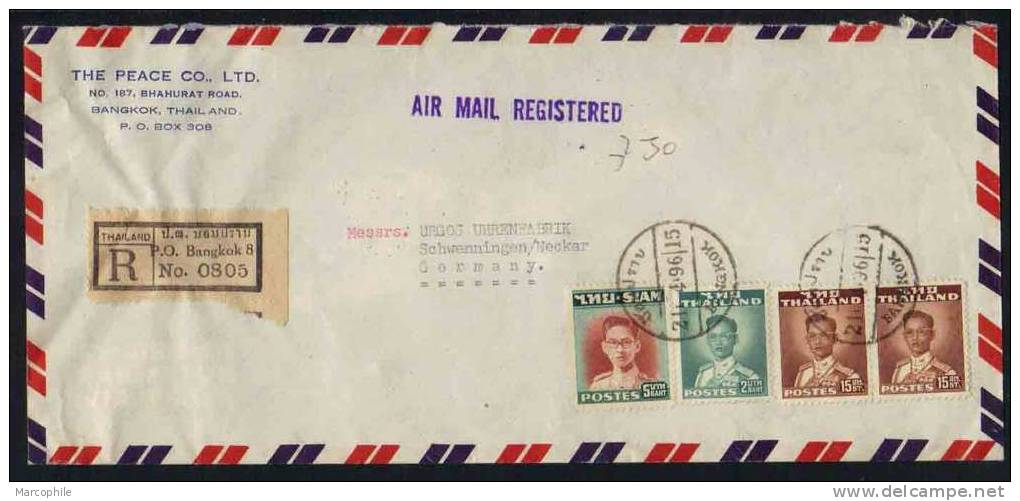 SIAM - THAILANDE / 1953 LETTRE RECOMMANDEE AVION POUR L ALLEMAGNE (ref 3666) - Siam