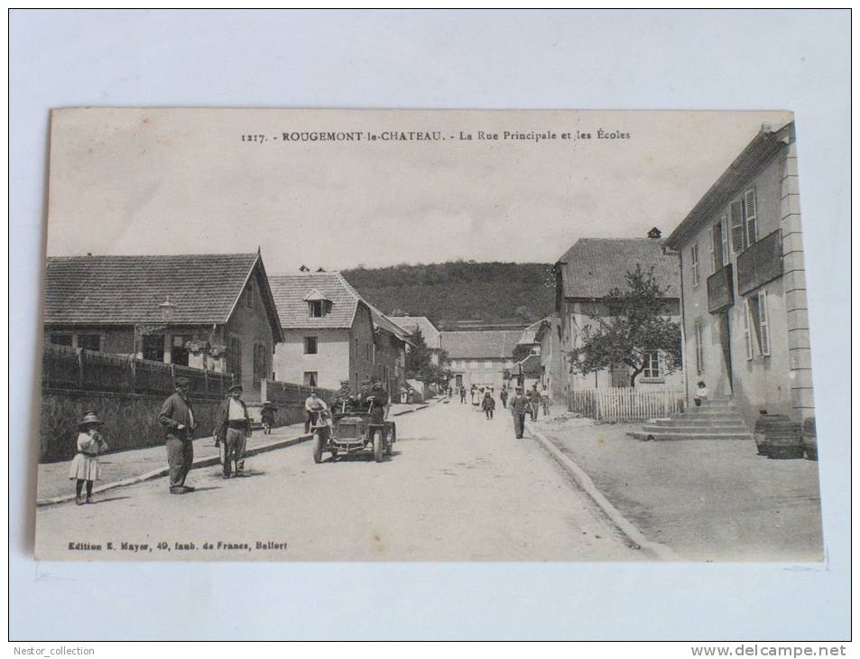 90 ROUGEMONT-le-CHÂTEAU La Rue Principale Et Les Ecoles  -  Editions E Mayer Correspondance De 1919 - Rougemont-le-Château