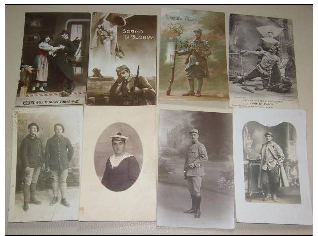 Lot De 8 CPA Militaria Cartes Photos Personnage Militaire - Guerre 1914-18