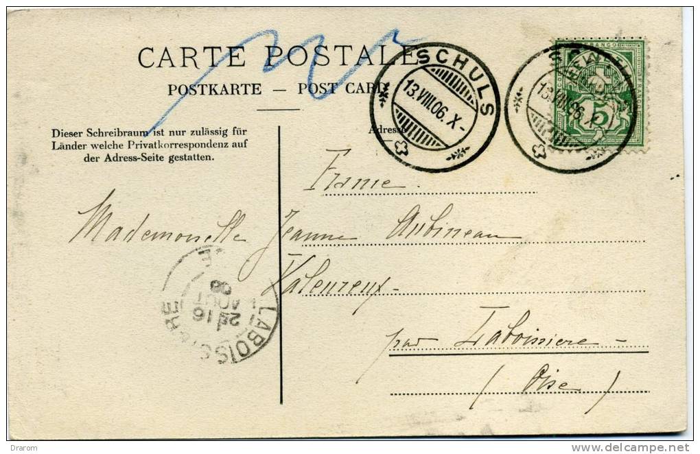 Suisse CPA Voyagée 1906 Avrona Mit Pisoc Und Scarital J.F.S. 107 - Tinizong-Rona