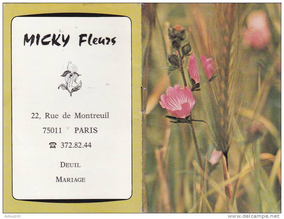 Calendrier Publicitaire Petit Format 1980 - Micky Fleurs 75011 Paris - 16 Pages - - Small : 1971-80
