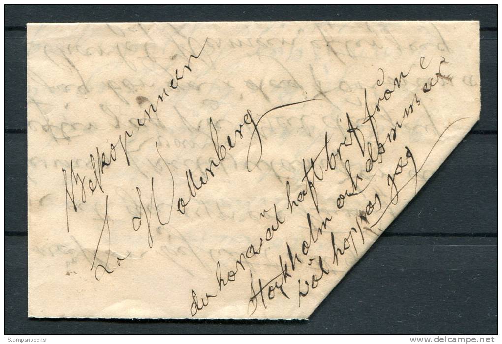 Circa 1850 Letter / Entire Handbrev Hand Delivered To Bishop Wallenberg (Linkoping) - ... - 1855 Voorfilatelie