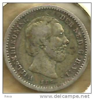 NETHERLANDS 5 CENTS WREATH  FRONT KING WILLEM III HEAD BACK 1855 AG SILVER F+ KM91 READ DESCRIPTION !! - 1849-1890 : Willem III