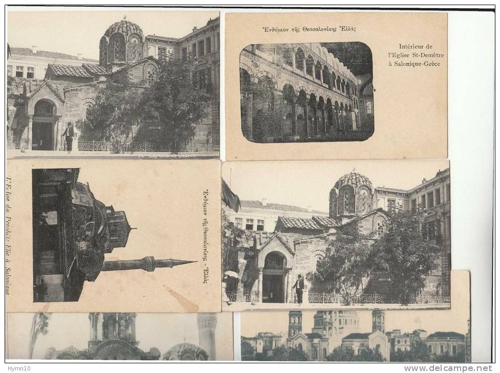 DC43-SALONIQUE 1915 Lot 6 CPs Eglise Sainte Sophie+Eglise Elie+Eglise12 Apotres+Eglise St.Demetre-non Voy. - Griechenland