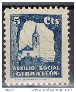 Viñeta Auxilio Social GIBRALEON (huelva) 5 Cts Azul, Guerra Civil ** - Spanish Civil War Labels