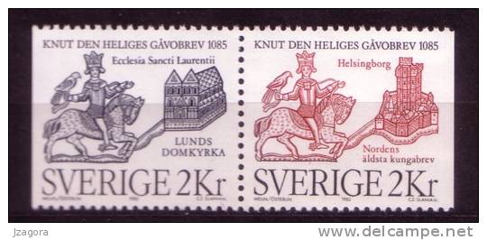 RELIGION HOLY MEN SAINT HEILIGE CANUTE KNUT SWEDEN SUEDE SCHWEDEN 1985 MNH MI 1334 1335 Slania - Théologiens