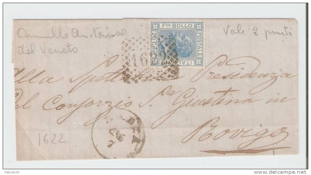 Lettera     Badia – Rovigo 1873 ,  Annullo Numerale A Punti N.  1622 - Storia Postale