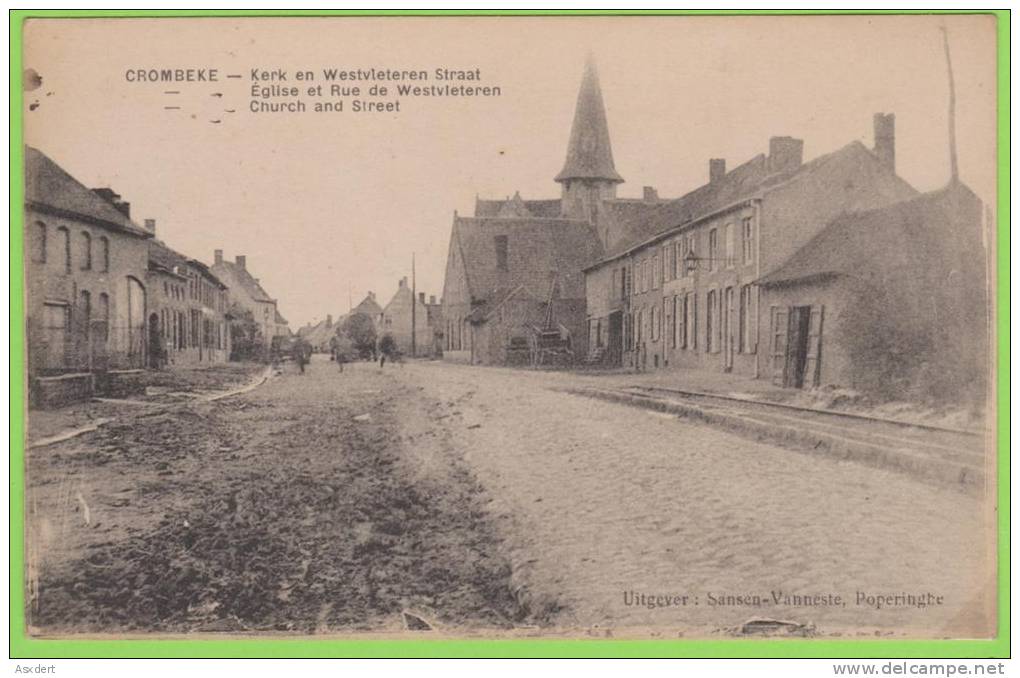 Poperinghe -  Crombeke - Krombeke. Kerk En Westvleteren Straat / Eglise - Poperinge