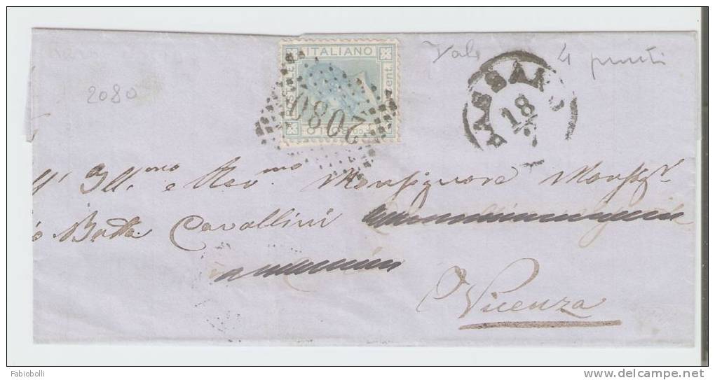 Lettera    Bassano – Vicenza 1868,  Annullo Numerale A Punti N.  2080 - Storia Postale