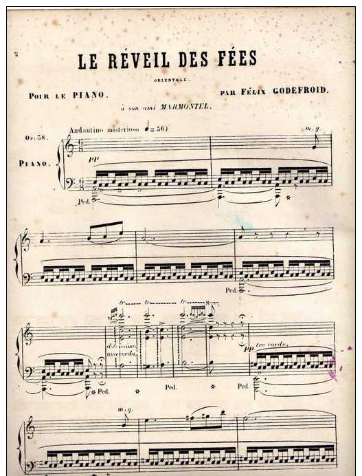 Partition Très Ancienne: Le Réveil Des Fées, Orientale, Pour Le Piano Par Félix Godefroid. - Scores & Partitions