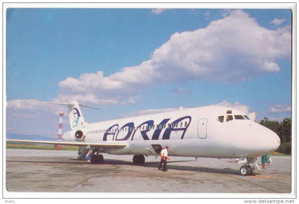 TRANSPORT AEROPLANE DC-9 ADRIA AIRWAYS LJUBLJANA JUGOSLAVIA BIG CARD OLD POSTCARD - 1946-....: Moderne