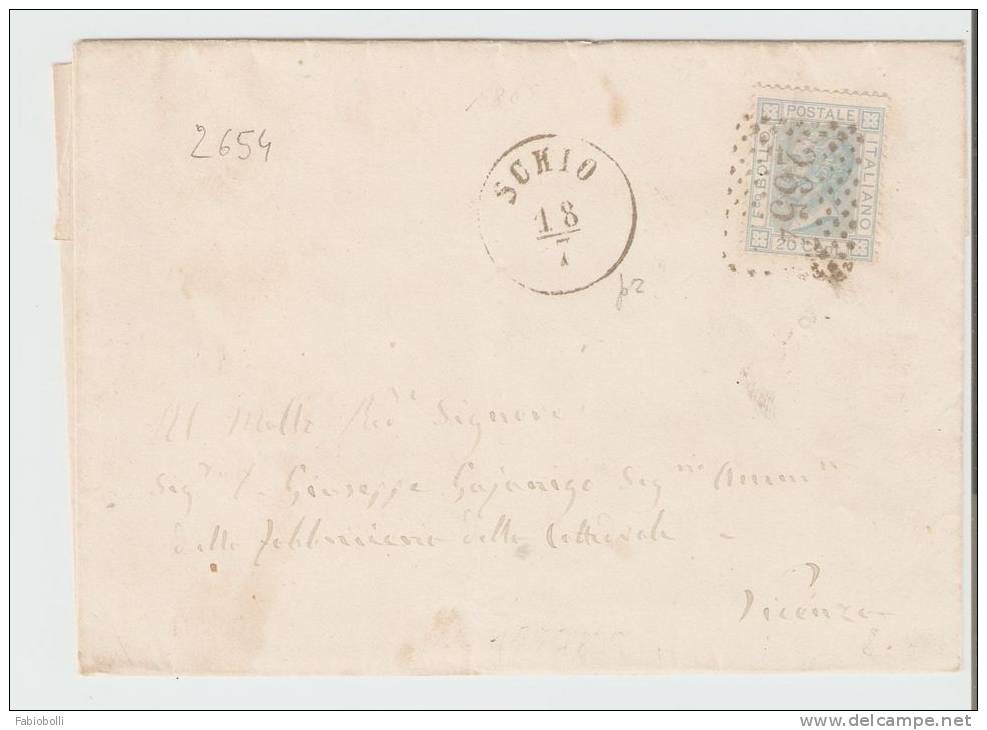 Lettera    Schio – Vicenza 1869,  Annullo Numerale A Punti N.  2654 - Storia Postale