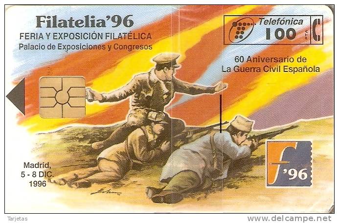 P-229 TARJETA FILATELIA´96 DE TIRADA 6000 NUEVA-MINT  (GUERRA CIVIL-CIVIL WAR) - Emisiones Privadas