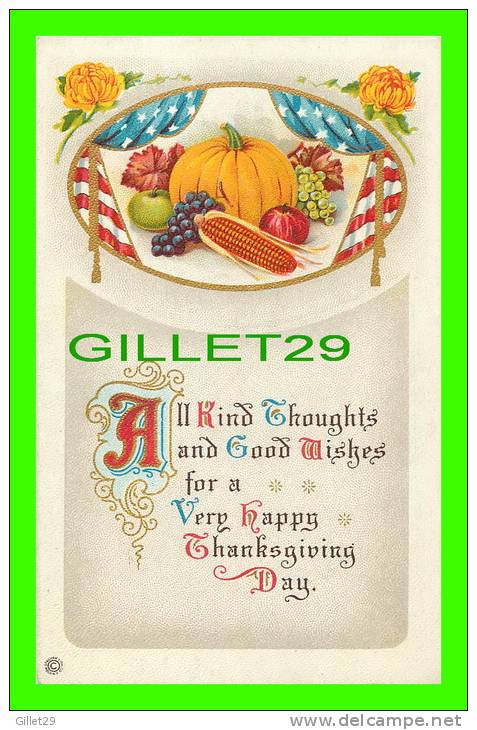 THANKSGIVING  DAY - FRUITS &amp; CORN - EMBOSSED - SERIES 253  E - - Thanksgiving