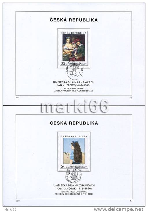 Czech Republic - 2012 - Art On Stamps - FDSs (first Day Sheets) With Stamps From Stamp Set - Lettres & Documents