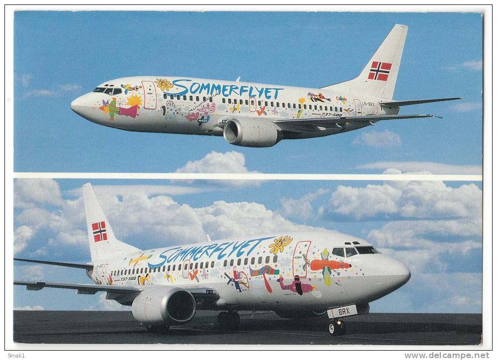 TRANSPORT AIRPLANE THE SOMMERFLYJET BRAATHENS S.A.F.E. NORWAY BIG CARD OLD POSTCARD 1994. - 1946-....: Moderne