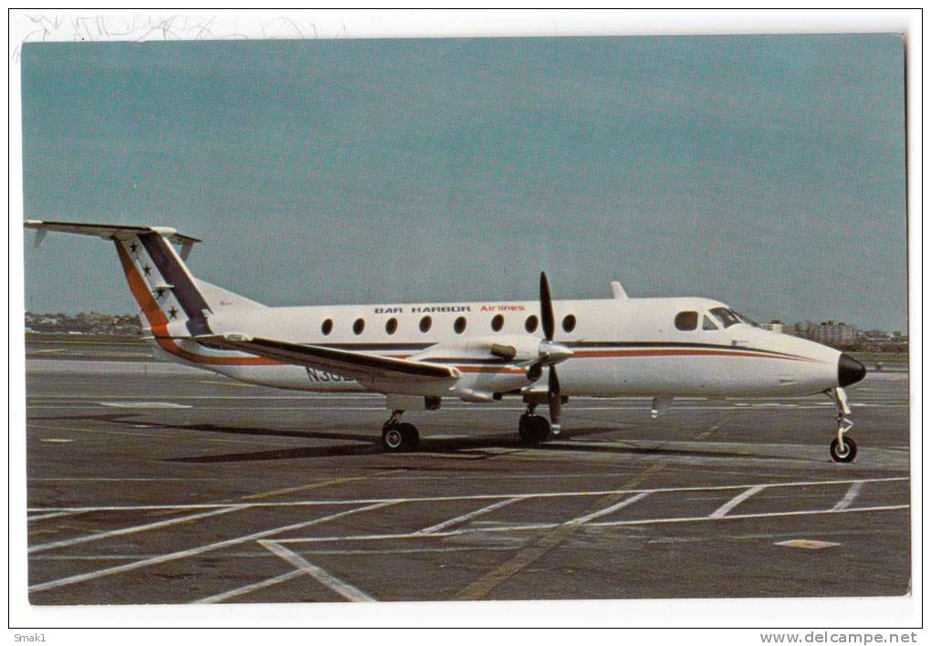 TRANSPORT AIRPLANE BAR HARBOR AIRLINES BEECH 1900 OLD POSTCARD - 1946-....: Modern Tijdperk