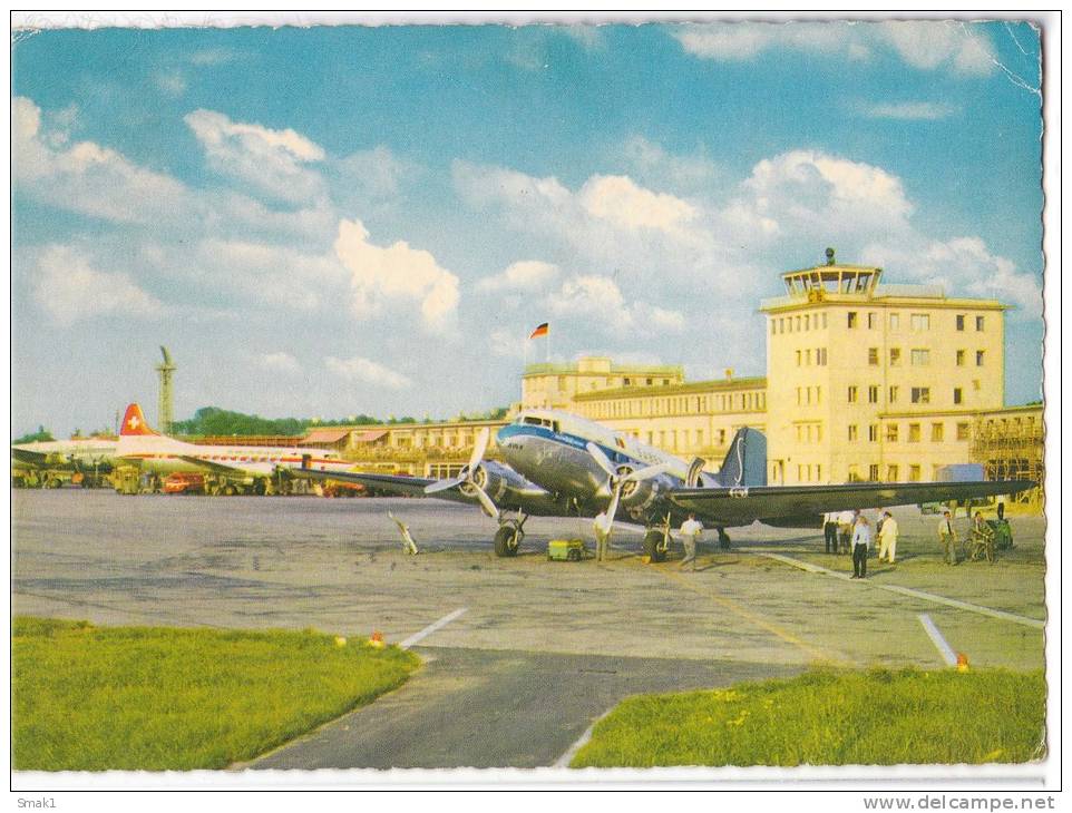 TRANSPORT AERODROME DUSSELDORF GERMANY BIG CARD OLD POSTCARD - Aerodrome