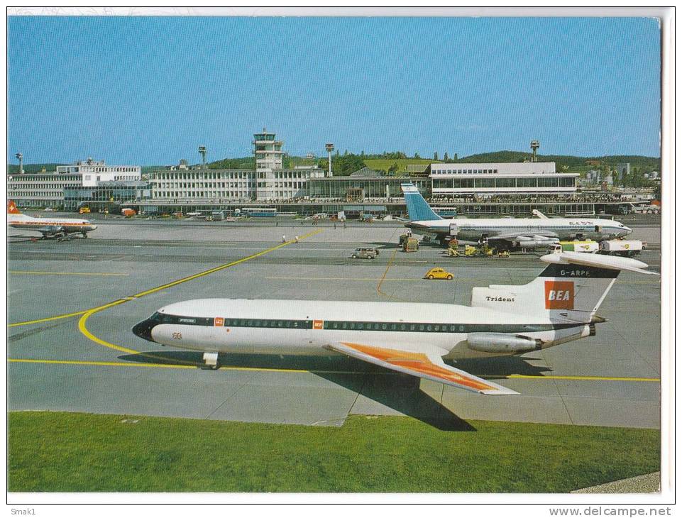 TRANSPORT AERODROME KLOTEN ZURICH SWITZERLAND BIG CARD OLD POSTCARD - Aerodrome