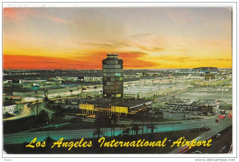 TRANSPORT AERODROME LOS ANGELES USA OLD POSTCARD 1974. - Aerodrome