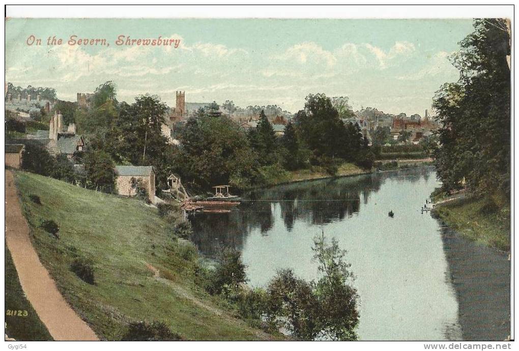 On The Severn ,Shrewsbury      Post Card 1907 - Shropshire